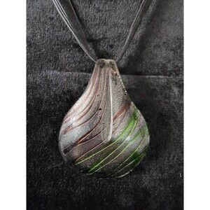 Pendant Necklace With Black Ribbon And Rope Chain